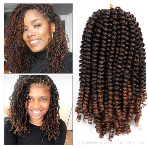 wholesale spring twist hair crochet synthetic braiding hair extension 8 inch spring twist hair weft